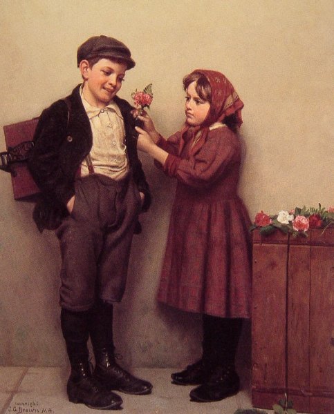 Main Product Photo of The Button Hole Posy Painting by John George Brown