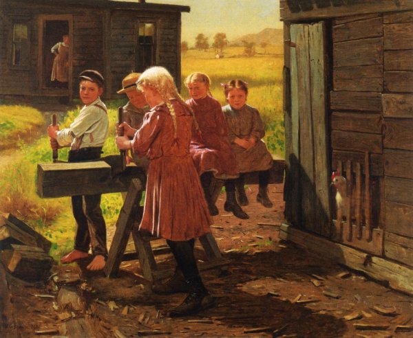 The Industrious Family by John George Brown - Hand-Painted Oil Painting Reproduction