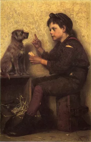 The Lesson by John George Brown - Oil Painting Reproduction