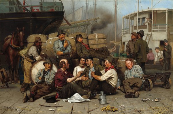 The Longshoremen's Noon  by John George Brown - Hand-Painted Oil Painting Reproduction