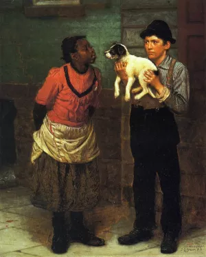 The New Puppy by John George Brown - Oil Painting Reproduction