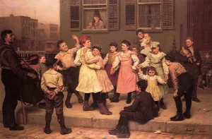 The Sidewalk Dance also known as A Sidewalk Dance painting by John George Brown
