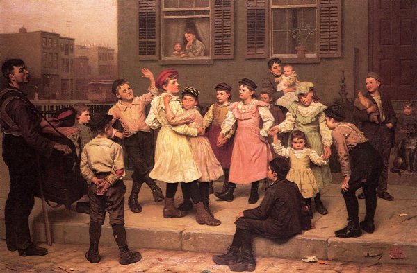 Main Product Photo of The Sidewalk Dance also known as A Sidewalk Dance Painting by John George Brown