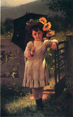 The Sunflower Girl by John George Brown - Oil Painting Reproduction