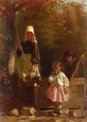The Tin Cup Oil painting by John George Brown