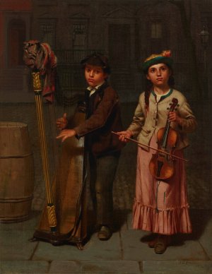 The Two Musicians by John George Brown Oil Painting