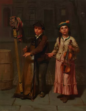 The Two Musicians by John George Brown Oil Painting