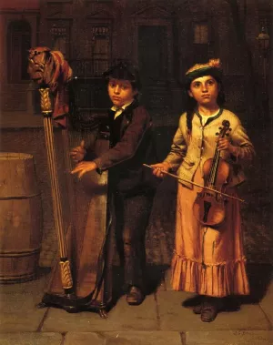 The Two Musicians by John George Brown - Oil Painting Reproduction