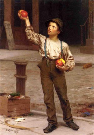 The Young Apple Salesman by John George Brown Oil Painting