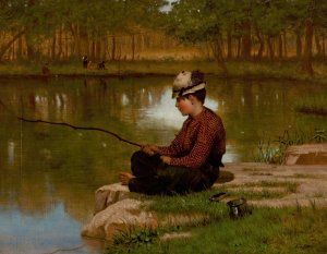 Waiting for a Bite, Central Park by John George Brown Oil Painting
