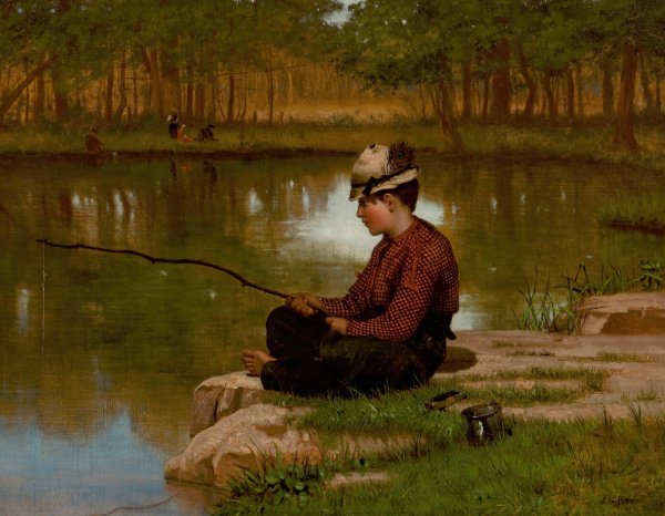 Main Product Photo of Waiting for a Bite, Central Park  Painting by John George Brown