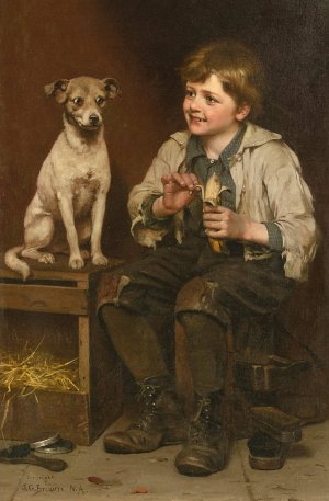 Waiting for a Bite by John George Brown Oil Painting