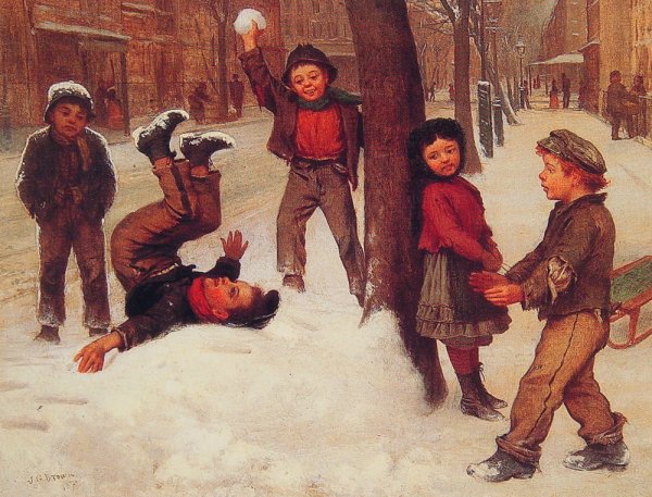 Winter Games by John George Brown - Hand-Painted Oil Painting Reproduction