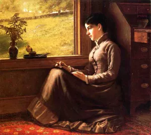 Woman Seated at Window by John George Brown Oil Painting