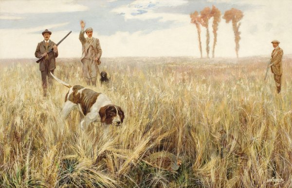 Hunting Quail by John George Sowerby - Hand-Painted Oil Painting Reproduction