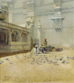 The Inner Courtyard Of The Amber Palace, Jaipur, India by John Gleich Oil Painting