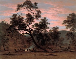 A corroboree of natives in Mills Plains by John Glover Oil Painting