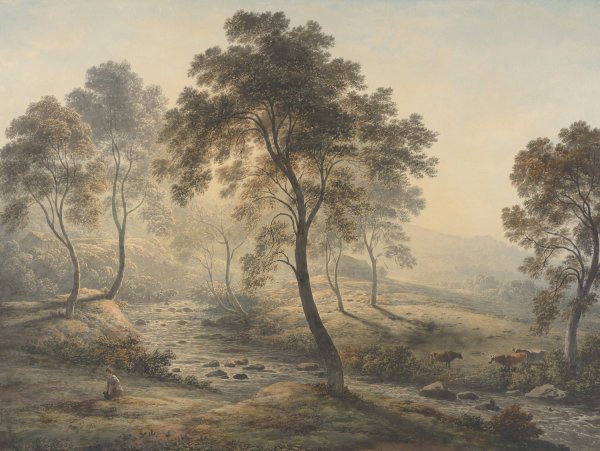Main Product Photo of Early Morning near Loch Katrine in the Trossachs, Scotland  Painting by John Glover