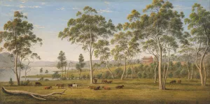 Mr Robinson's House on the Derwent, Van Diemen's Land by John Glover Oil Painting