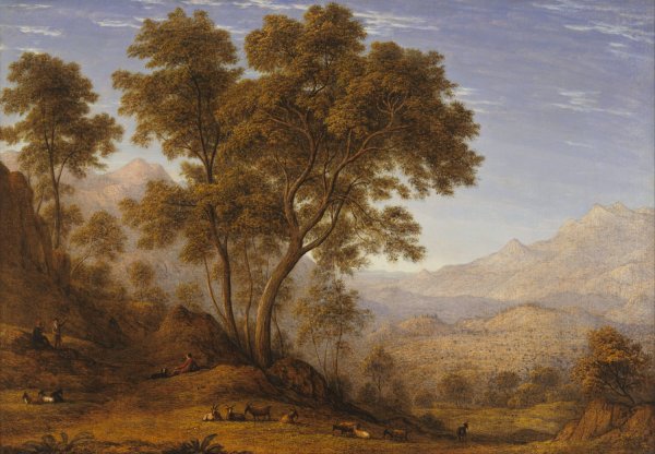 Main Product Photo of My last view of Italy, looking from the alps over Suza  Painting by John Glover