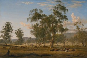 Patterdale landscape with cattle by John Glover Oil Painting