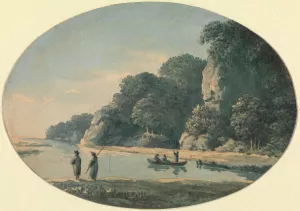 River with Fishermen by John Glover Oil Painting