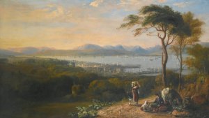 View Of Port Glasgow And Greenock On The Firth Of Clyde, The Argyll Hills Beyond by John Glover Oil Painting