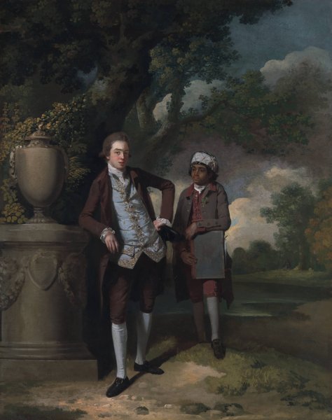Main Product Photo of A Young Man with his Indian Servant Holding a Portfolio  Painting by John Hamilton Mortimer