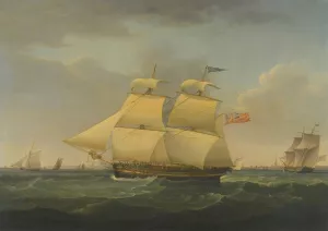 The Snow Thames In Two Positions Off Harwich by John Harwood Oil Painting