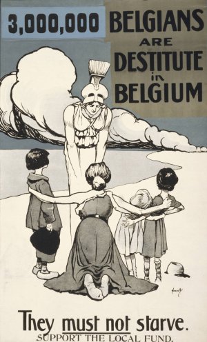 3,000,000 Belgians are destitute in Belgium. They must not starve. Support the local fund by John Hassall Oil Painting