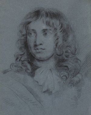 The miniature painter Thomas Flatman, as a young man with long ringlets and a scarf tied in a bow around his neck by John Hayls Oil Painting