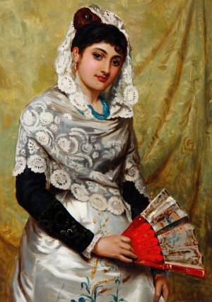 The Spanish Fan by John Haynes Williams Oil Painting