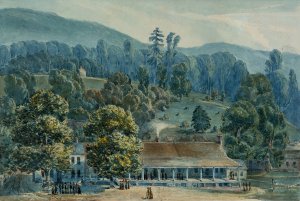 Dining Room and Stage Offices at White Sulphur Springs by John Hazelhurst Boneval Latrobe Oil Painting