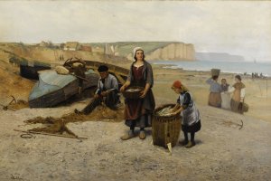Mending Nets by John Henry Dolph Oil Painting