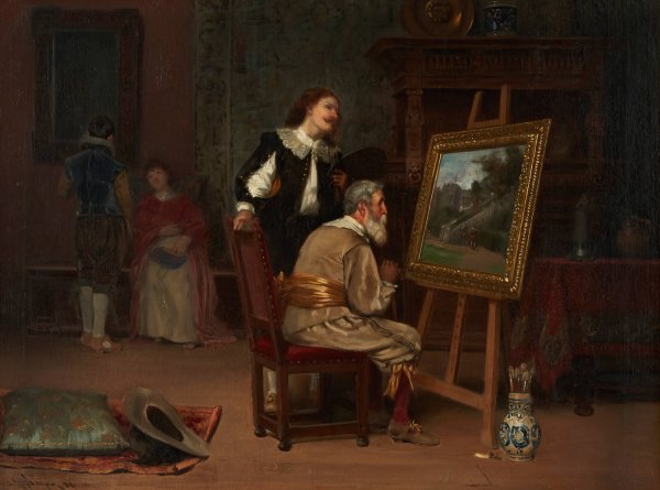 The Art Critic  by John Henry Dolph - Hand-Painted Oil Painting Reproduction