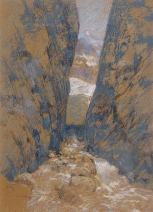 A Mountain Gorge by John Henry Twachtman Oil Painting
