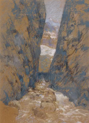 A Mountain Gorge by John Henry Twachtman Oil Painting