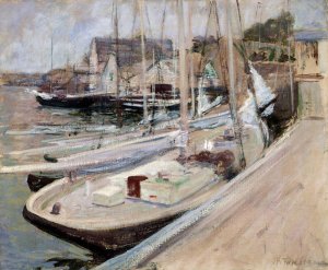 Fishing Boats at Gloucester by John Henry Twachtman Oil Painting