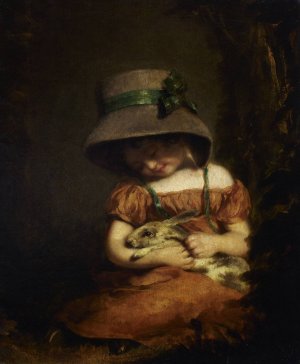 Girl with a Rabbit by John Hoppner Oil Painting