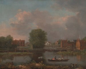 A River Landscape, possibly a View from the West End of Rochester Bridge by John Inigo Richards Oil Painting