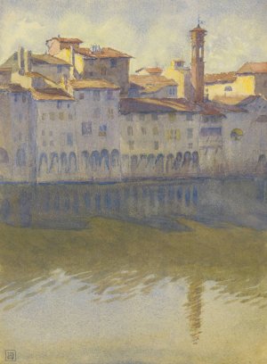 Across the Arno by John Ireland Howe Downes Oil Painting