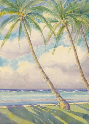 Coconut Palms, Honolulu by John Ireland Howe Downes Oil Painting