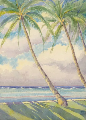Coconut Palms, Honolulu by John Ireland Howe Downes Oil Painting