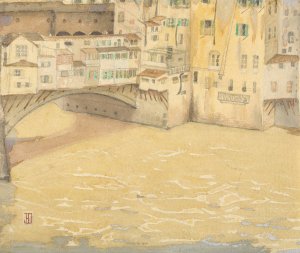 The Ponte Vecchio by John Ireland Howe Downes Oil Painting
