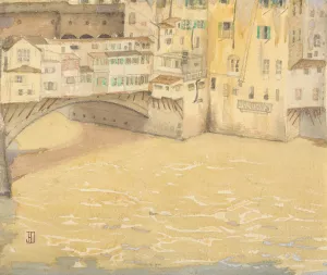 The Ponte Vecchio by John Ireland Howe Downes Oil Painting