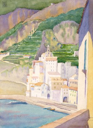 White Amalfi by John Ireland Howe Downes Oil Painting