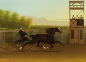 Trotting Horse Time 2.25 by John J. Mcauliffe Oil Painting