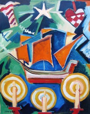 Skepp Ljus Och Stjarnor by John Jon-And Oil Painting