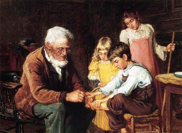 Main Product Photo of Pulling Out the Splinter Painting by John Joseph Enneking