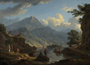 Landscape with Tourists at Loch Katrine by John Knox Oil Painting